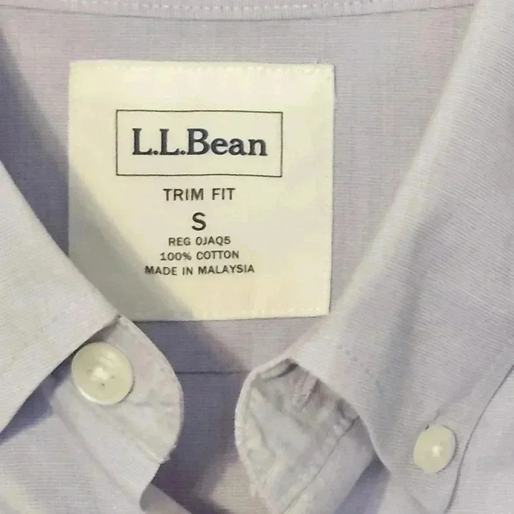 LL BEAN Trim Fit Small Wrinkle Free 100 Cotton EUC